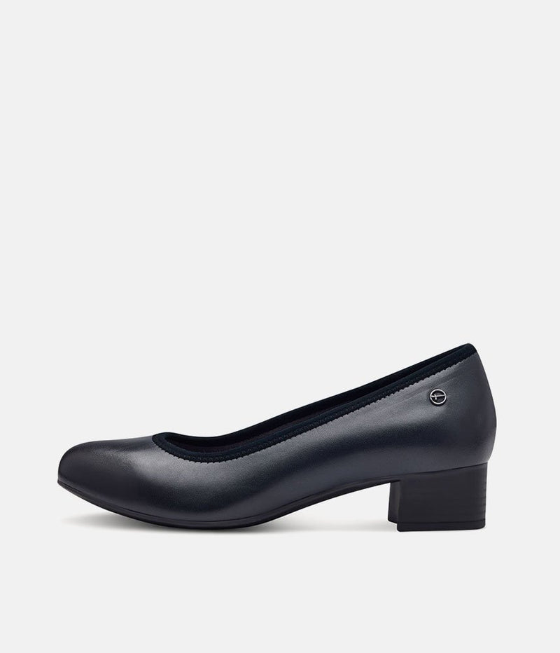 Tamaris Versatile Navy Leather Wide Fit Court Shoes