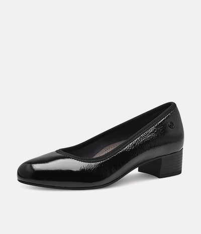 Tamaris Versatile Black Patent Wide Fit Court Shoes