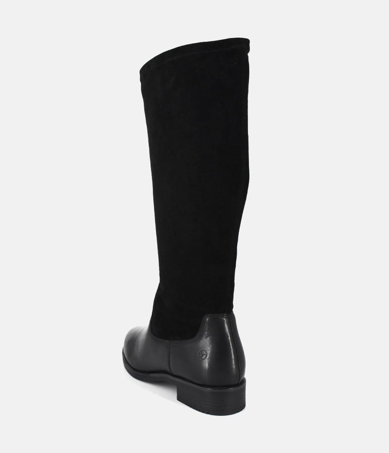 Tamaris Premium Black Suede/Leather Long Boots