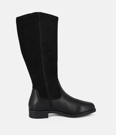 Tamaris Premium Black Suede/Leather Long Boots