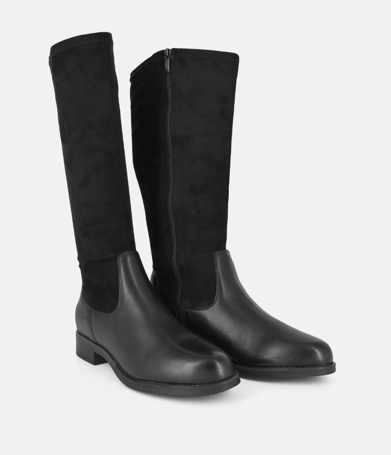 Tamaris Premium Black Suede/Leather Long Boots