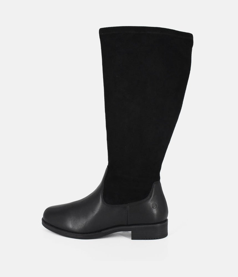 Tamaris Premium Black Suede/Leather Long Boots