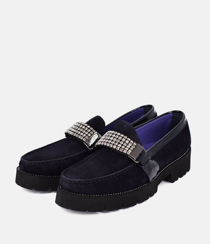 Vittoria Mengoni Fabulous Diamante Navy Suede Loafers