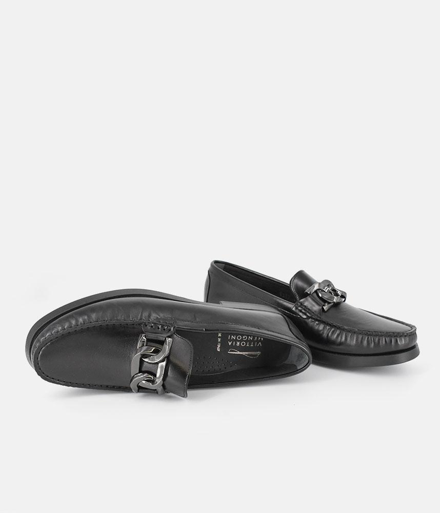 Vittoria Mengoni Classic Black Leather Loafers