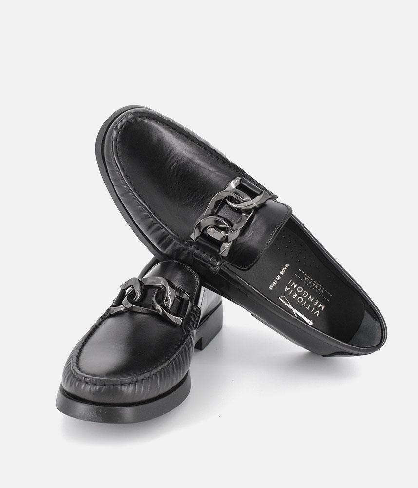 Vittoria Mengoni Classic Black Leather Loafers