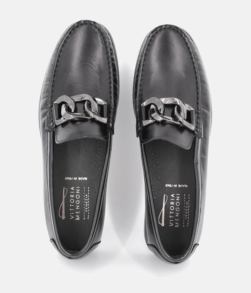 Vittoria Mengoni Classic Black Leather Loafers