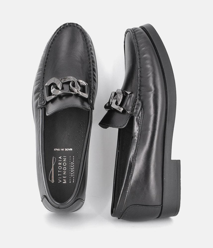 Vittoria Mengoni Classic Black Leather Loafers