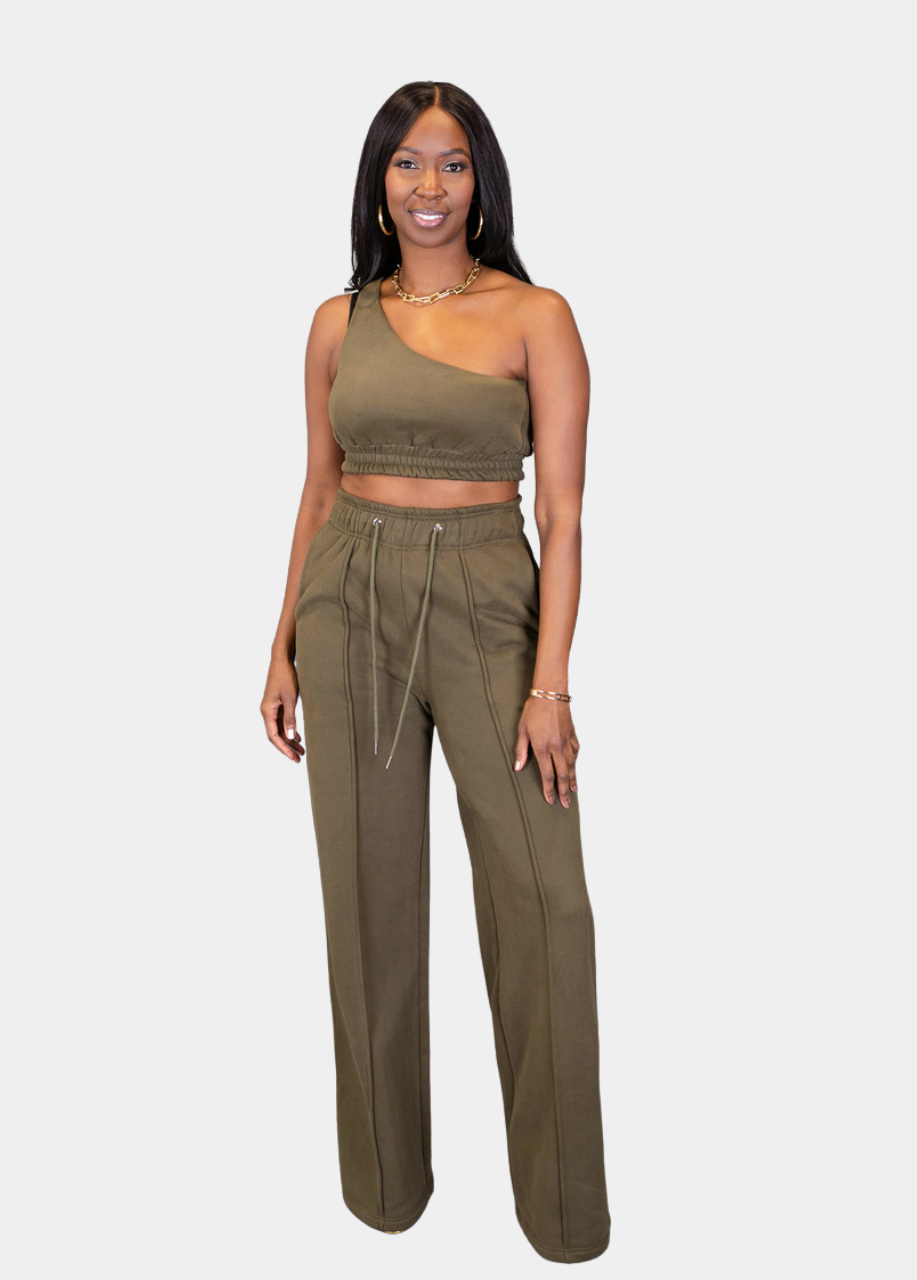 City Vibes One Shoulder Top - Olive