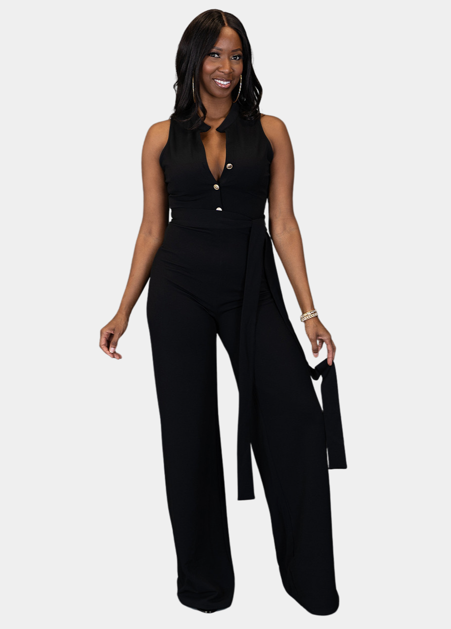 Button Up Jumpsuit - Black