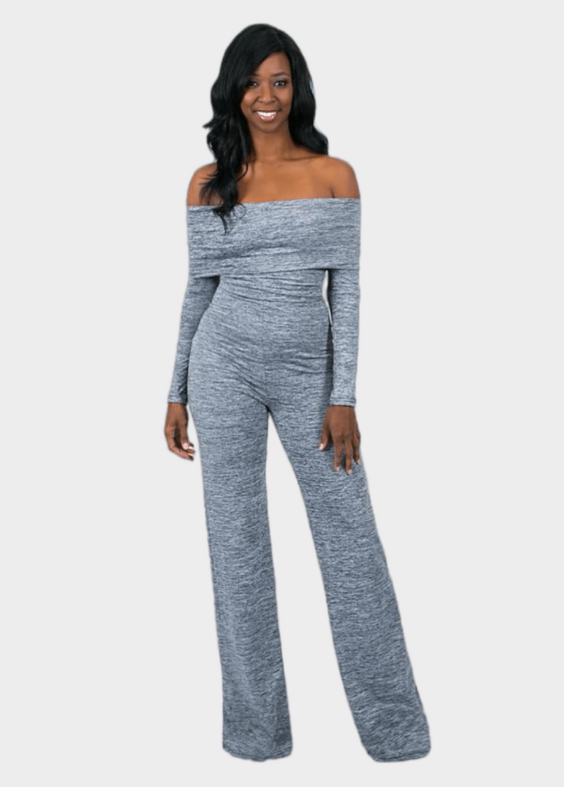 Piper Foldover Jumpsuit - Light Gray