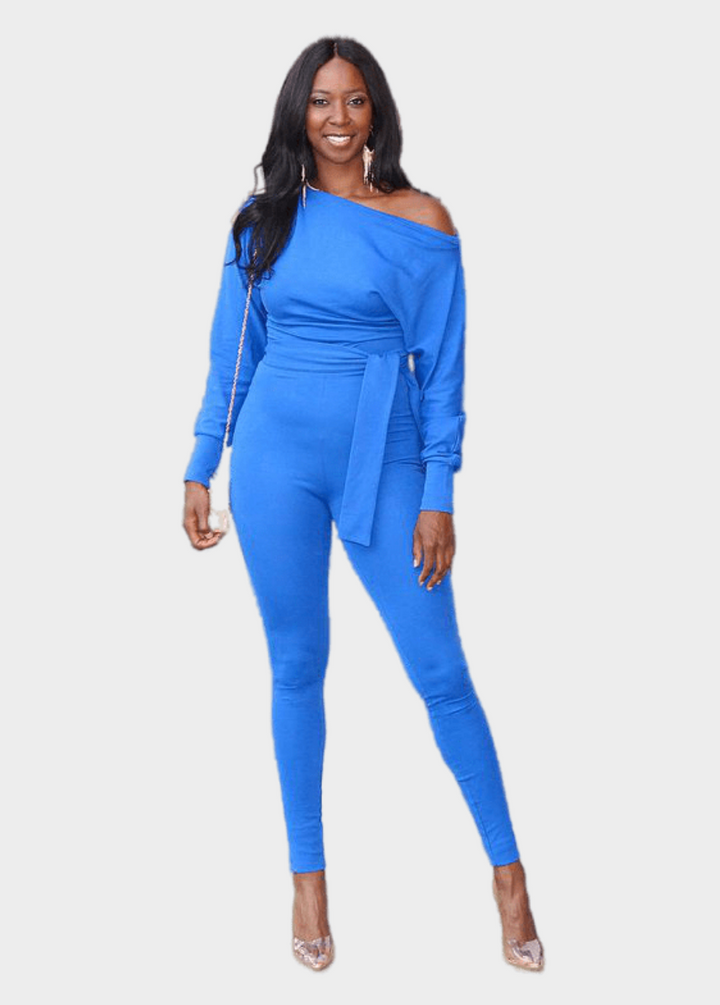 Jasmine Off Shoulder Jumpsuit - Blue