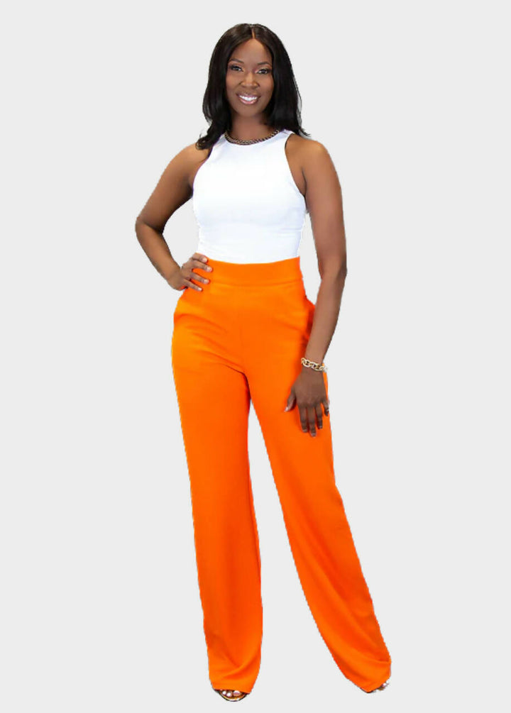 Paris Wide Leg Pants - Orange