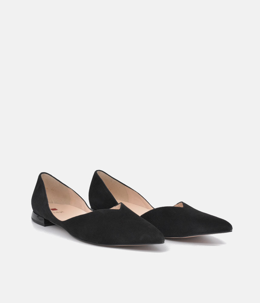 Hogl Chic Plush Black Suede Flats