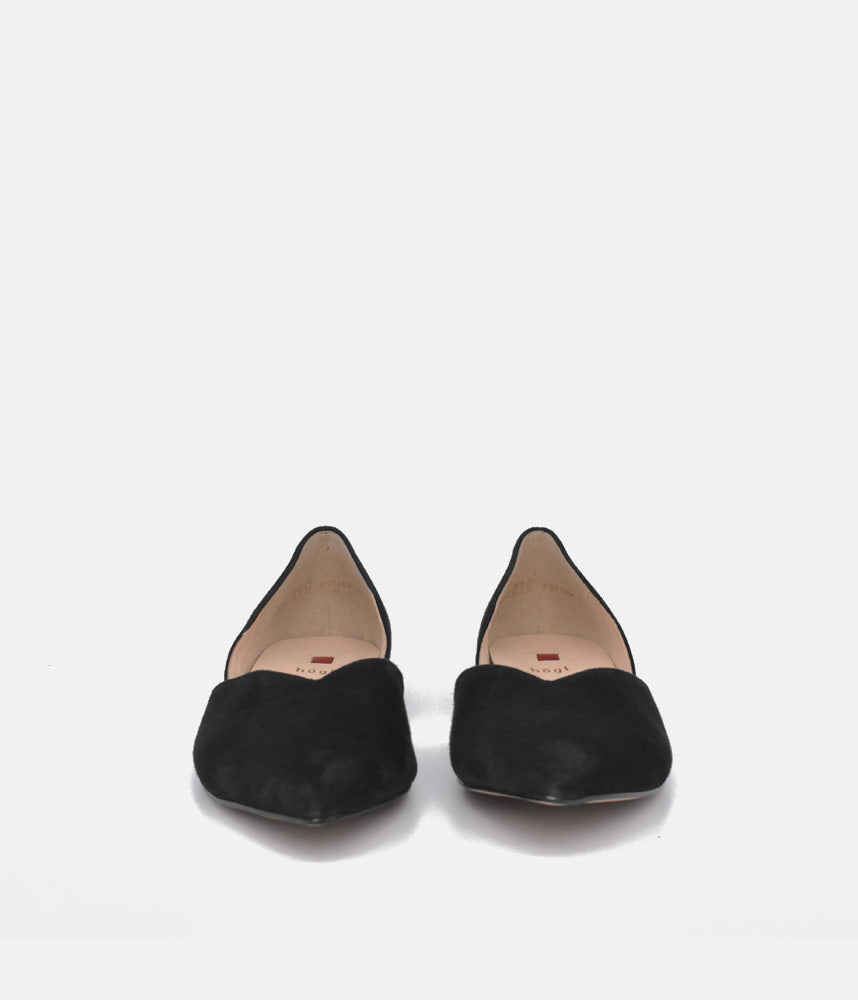 Hogl Chic Plush Black Suede Flats