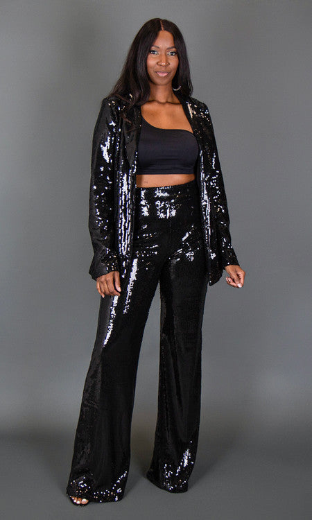 Glam Sequin Pants - Black