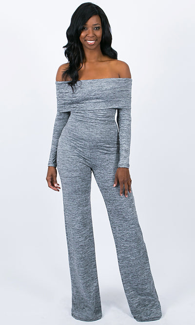 Piper Foldover Jumpsuit - Light Gray