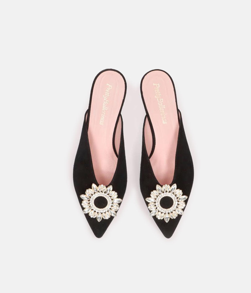 Pretty Ballerinas Plush Black Velvet Mule