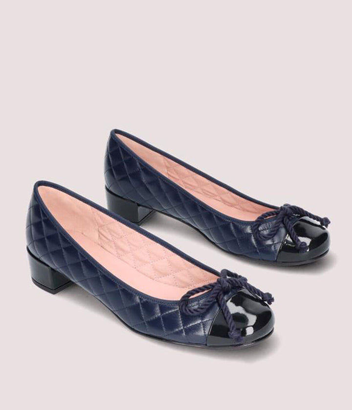 Pretty Ballerinas Chic Quilted Navy Mid Heels