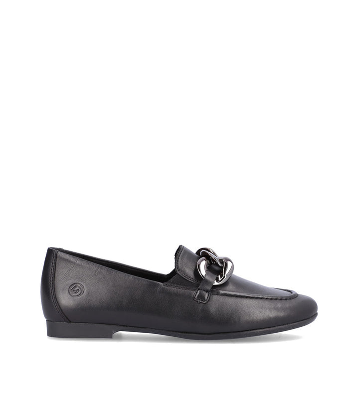 Remonte Stylish Black Leather Slip On Shoe