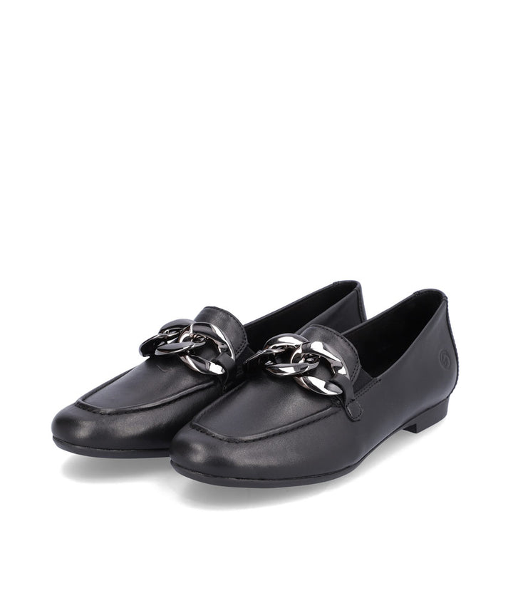 Remonte Stylish Black Leather Slip On Shoe