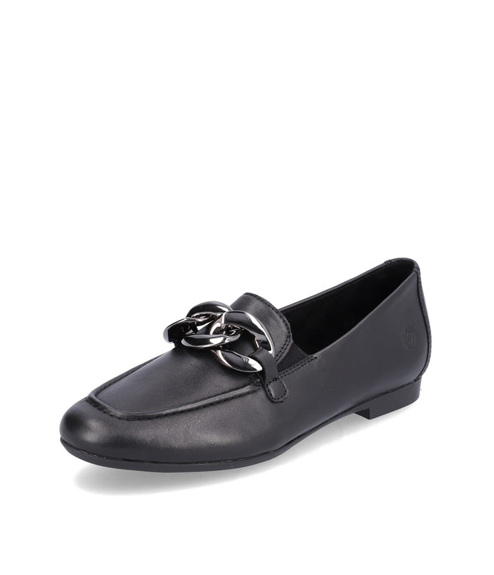 Remonte Stylish Black Leather Slip On Shoe