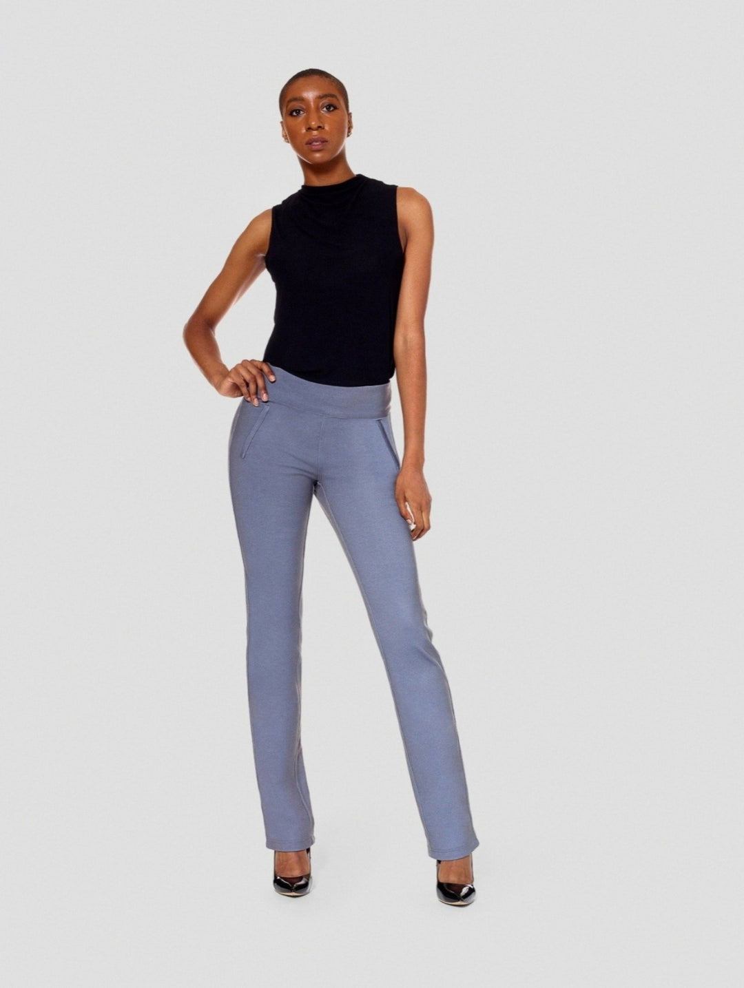 Tall Kimora Gray/Navy Blue Reversible Straight Pant