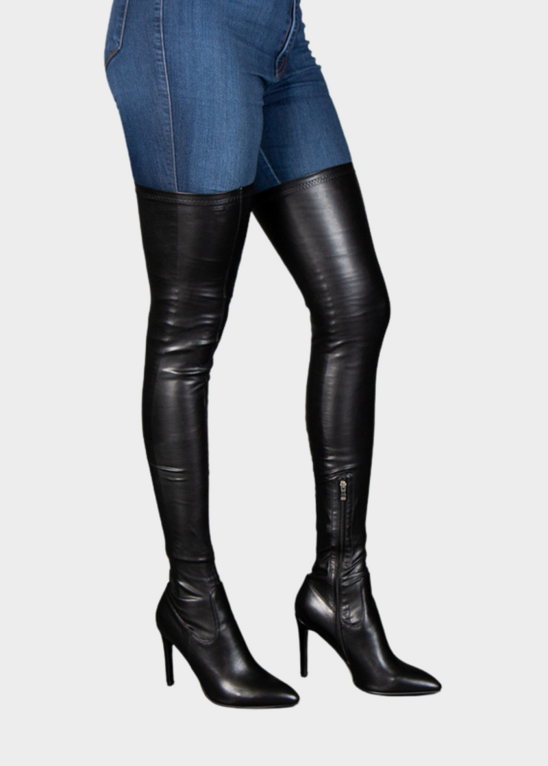 thigh high boots with faux leather leggings outfits｜TikTok Search