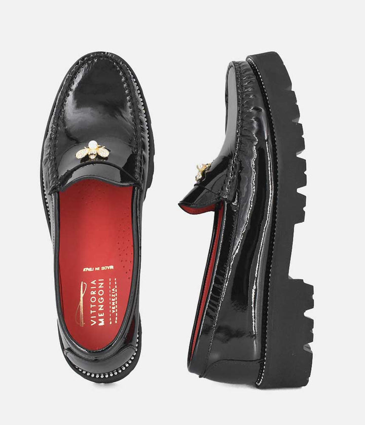 Vittoria Mengoni Black Patent Dressy Loafers