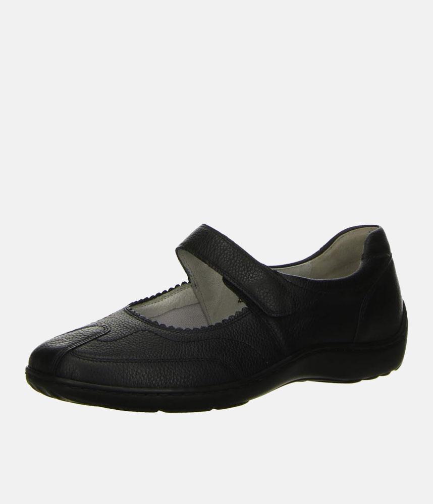 Classic Black Leather Wide Fit Casual Mary Jane Shoes