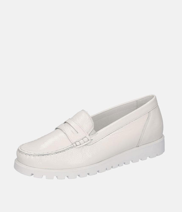 Waldlaufer Trendy Off White Patent Wide Fitting Loafers