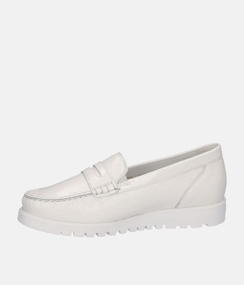 Waldlaufer Trendy Off White Patent Wide Fitting Loafers