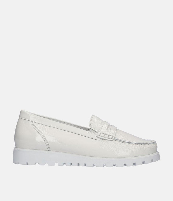 Waldlaufer Trendy Off White Patent Wide Fitting Loafers