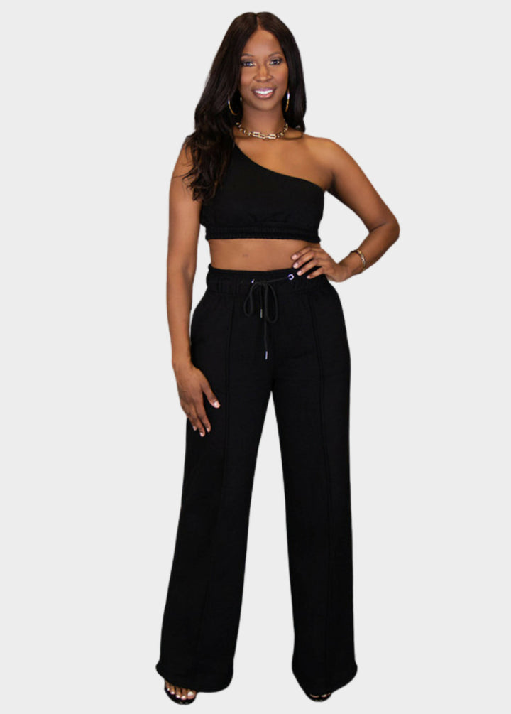 City Vibes One Shoulder Top - Black