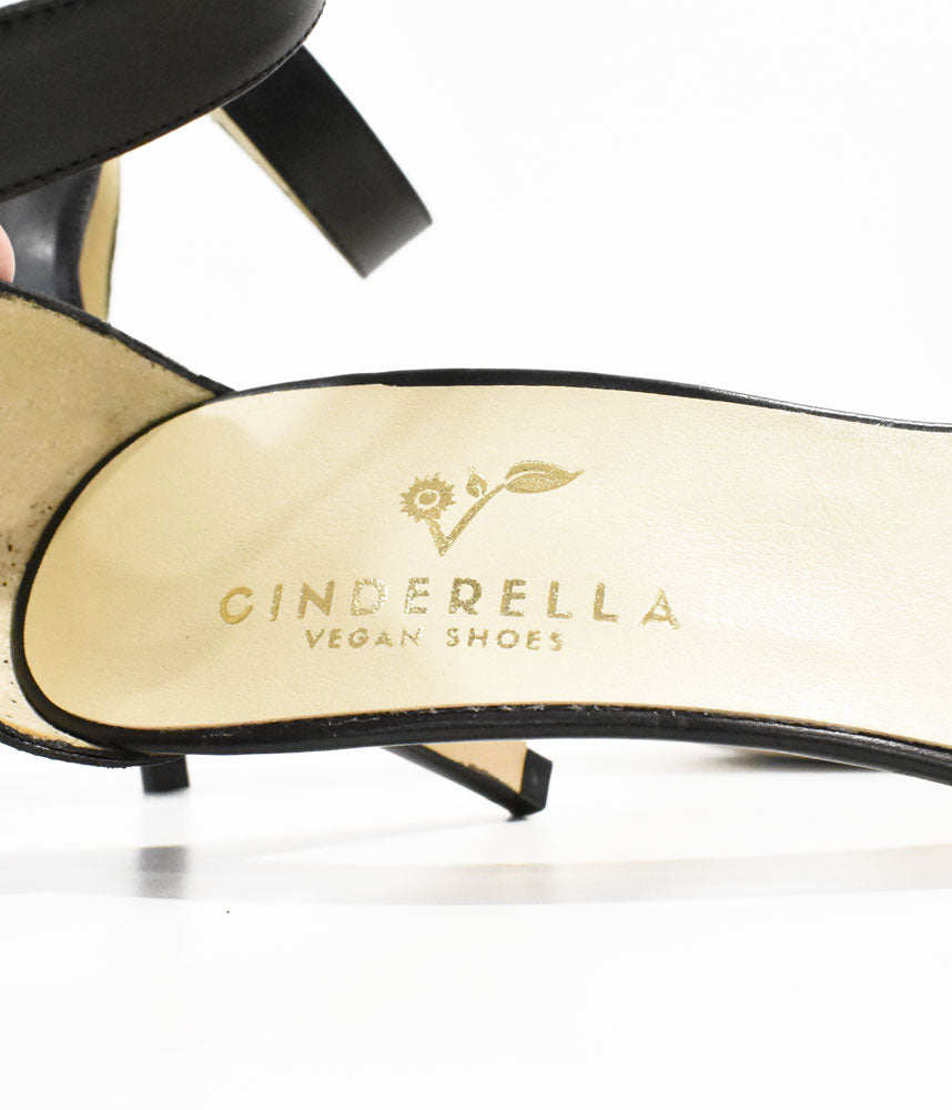 Cinderella Vegan Shoes - Barely There Black Sandals