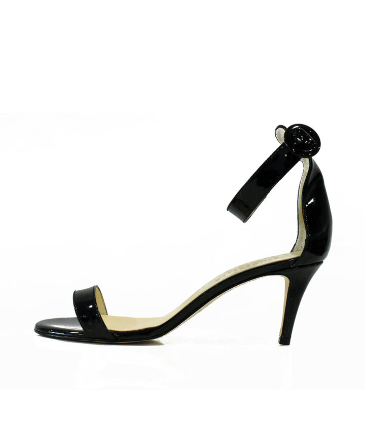 Cinderella Vegan Shoes – Barely There Black Patent Sandals