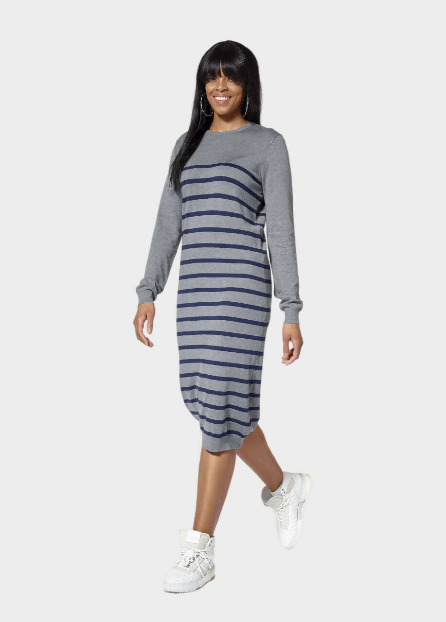 Crewneck Tall Striped Sweater Dress