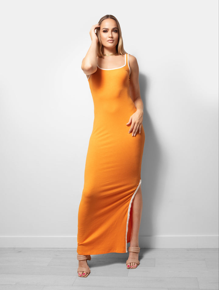 Tall Orange Ribbed Knit Maxi