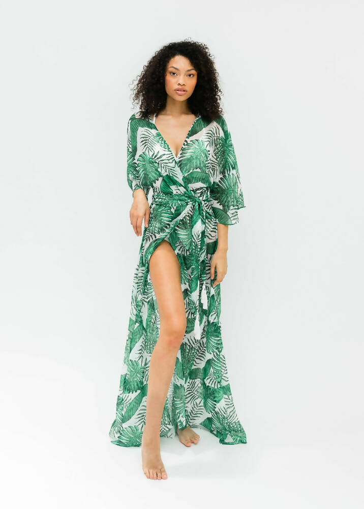 Liv Wrap Palm Swimsuit Coverup