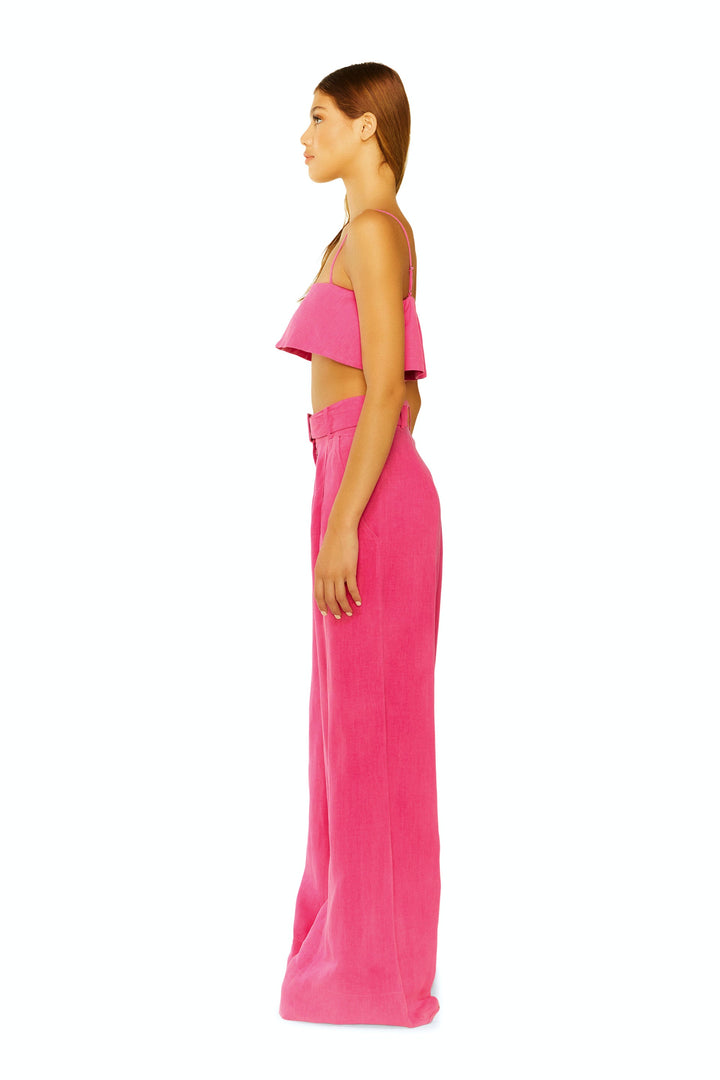 Beyond Belief Linen Wide Leg Pants in Pink