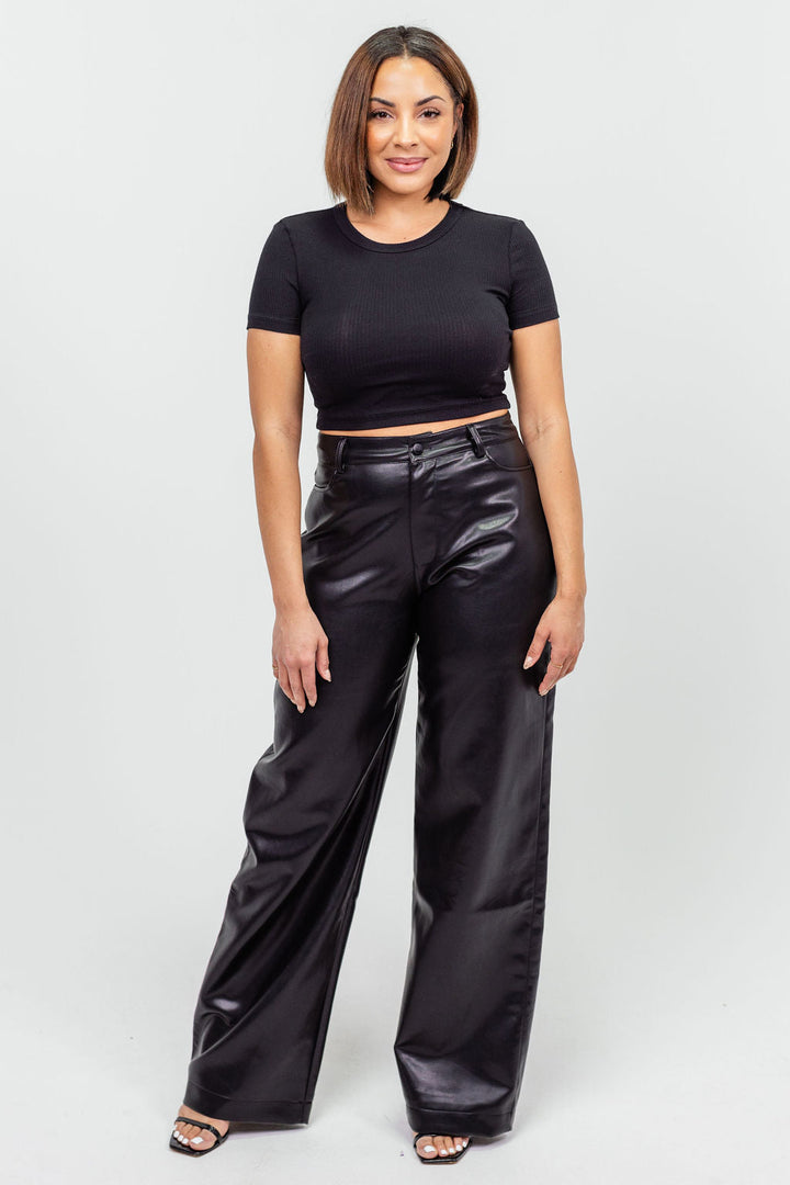 Nia Faux Leather Wide Leg Pant