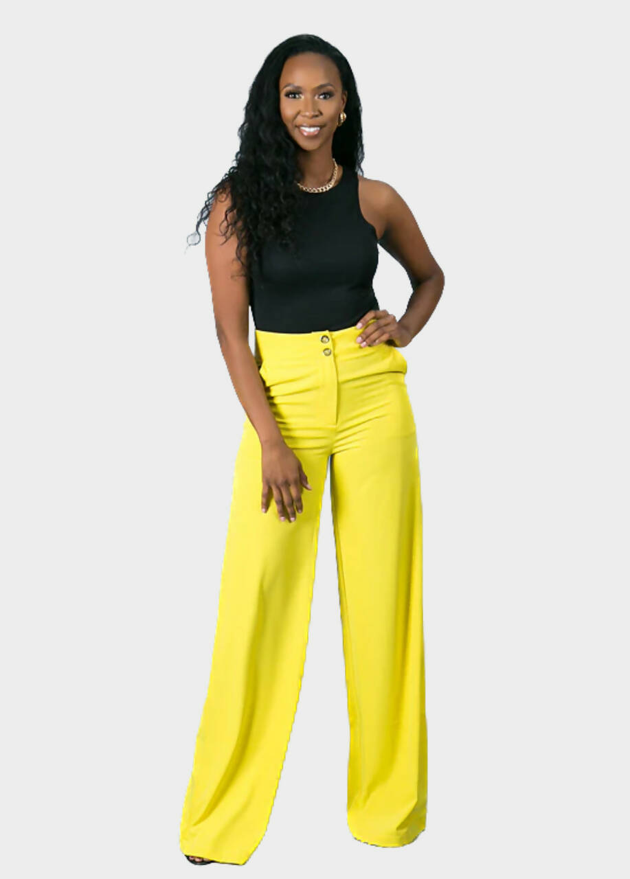 Double Button Pants - Yellow