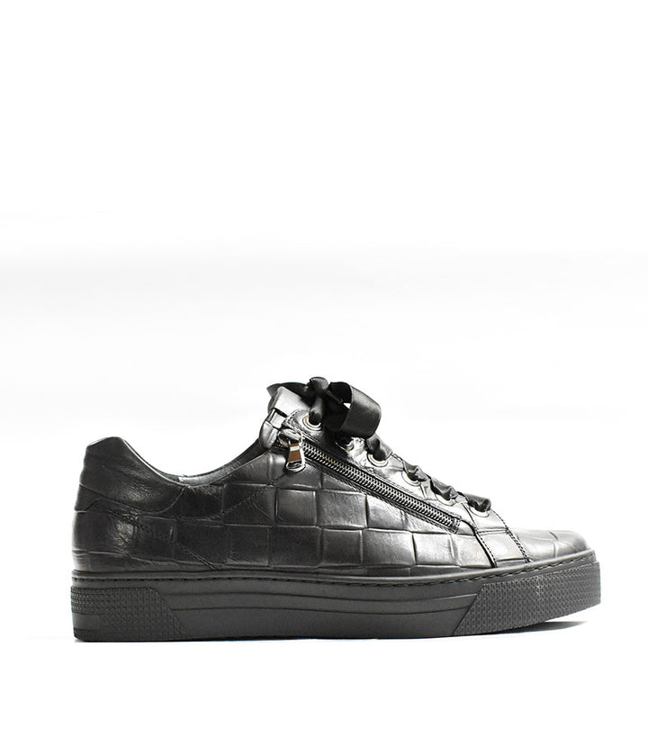 Semler Gorgeous Soft Black Leather Wide Sneaker