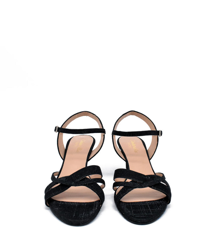 Pretty Black Glitter Party Sandals