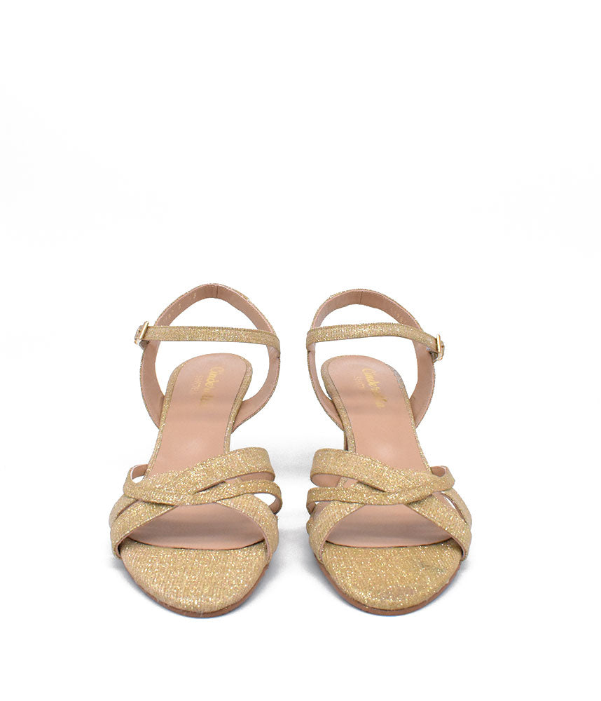 Pretty Gold Glitter Cinderella Sandals