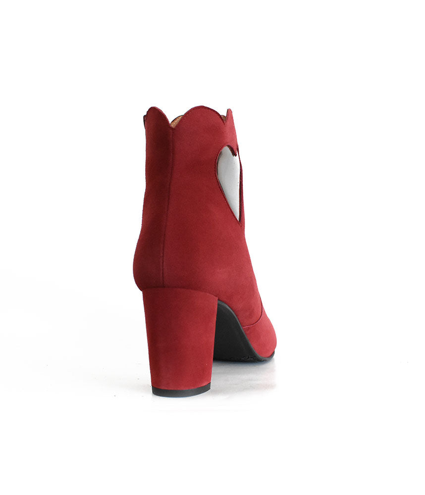 Gorgeous Red Suede Love Heart Ankle Boots