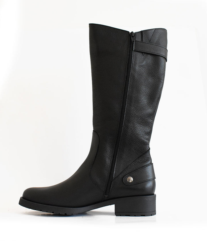 Classic Long Black Nubuck Leather Boots